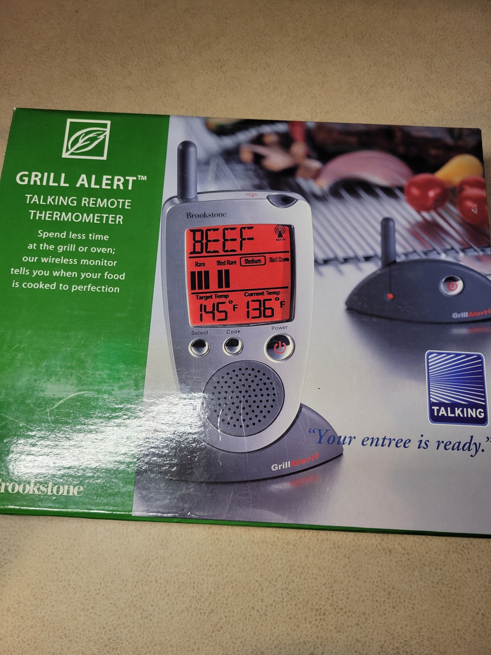 Brookstone Grill Alert Talking Remote Thermometer